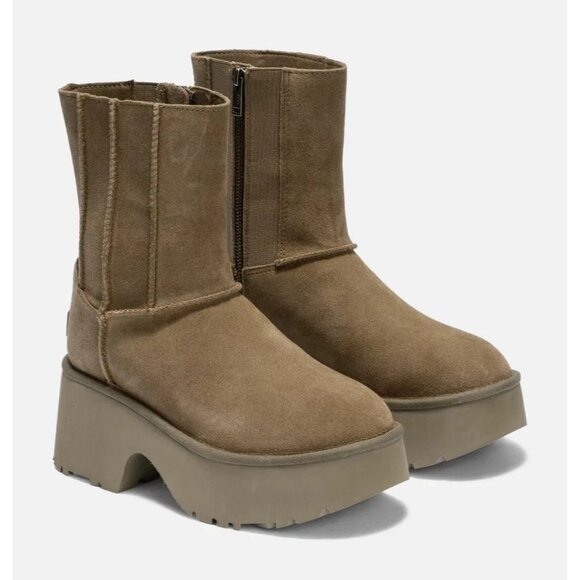 UGG Women’s Classic Twin Seam New Heights Hickory Suede Platform Boots 10 NEW